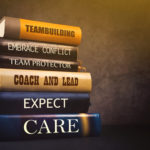 Business Leader Attributes, Traits, Characteristics and Features in Education Literature, Mastering Leadership Concept with Stack of Published Books.